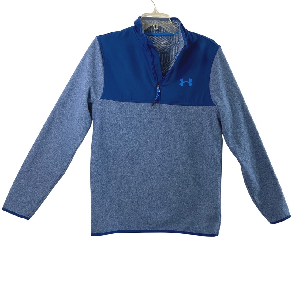 Under Armour Men Small ColdGear 1/4 Zip Pullover Blue Heather Activewear Outdoor